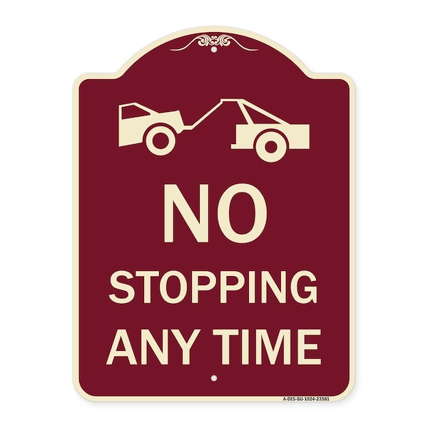 Signmission No Stopping Anytime W/ Tow Away Graphic Heavy-Gauge Aluminum Sign, 24" x 18", BU-1824-23581 A-DES-BU-1824-23581 - main